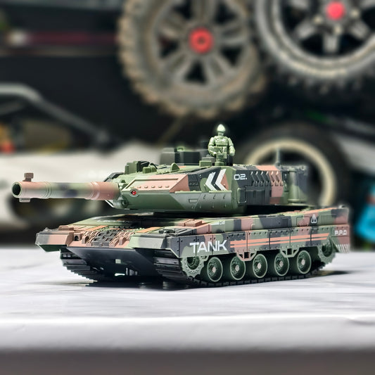 Army Tank with 360°Rotating Turret, Auto Demo, Sound & Smoke & Light, Military Vehicle remote control