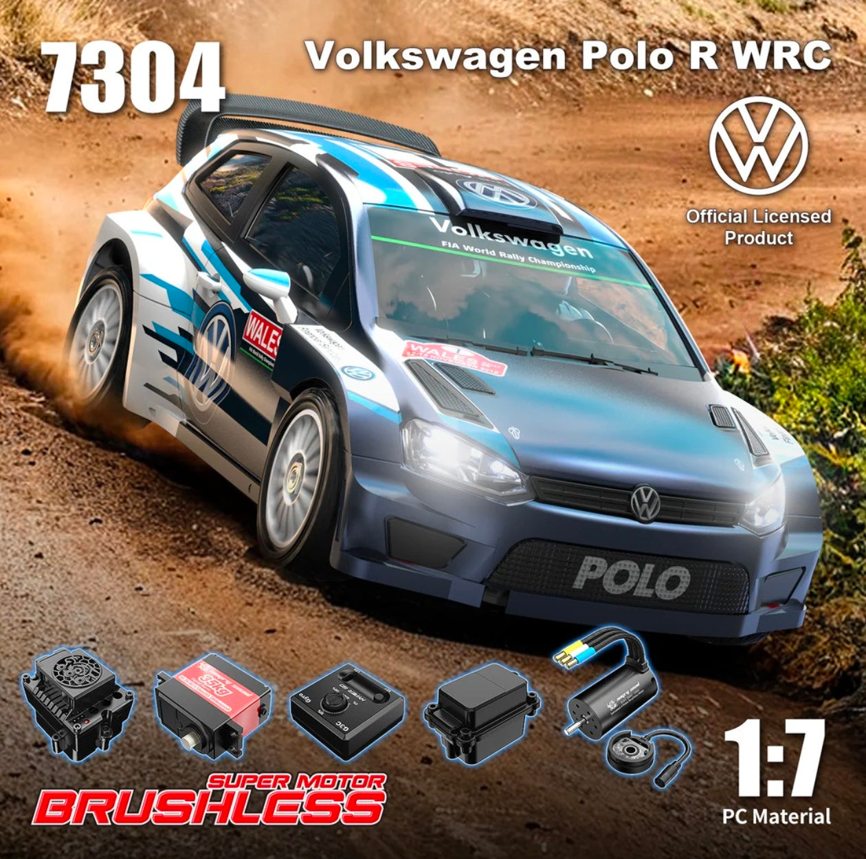 MJX Hyper Go 7304 1/7 Volkswagen Polo R WRC Brushless RC Rally Car